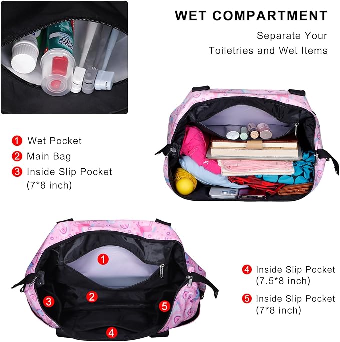 Expandable Duffel Bag for Women with Trolley Sleeve/Wet Pocket Weekender Travel Tote Large Carry On Overnight Luggage - Image 4