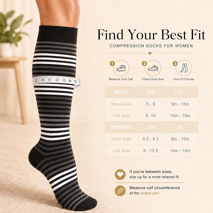 4 Pairs-Compression Socks for Women&Men Circulation-Best Support for Nurses,Running,Athletic - Image 6