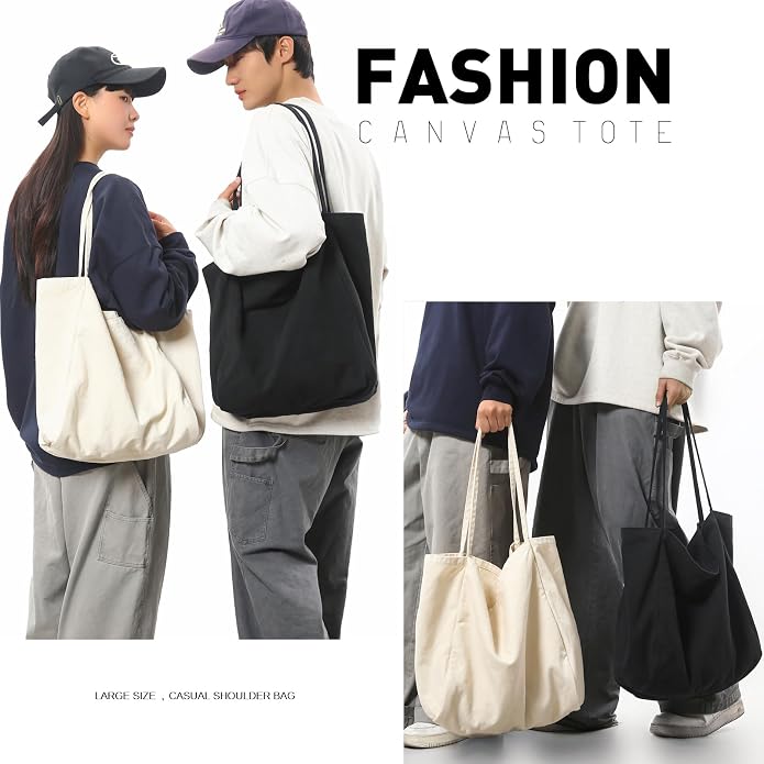 Canvas Tote Bag for Women Large Hobo Shoulder Bag for Work Travel Casual Message Bag Tote Purse handbags - Image 3