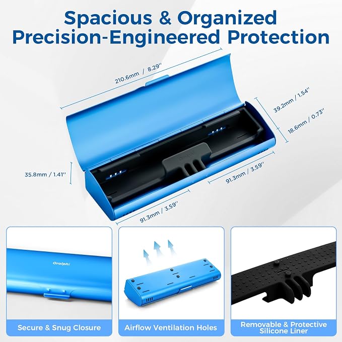 Aluminum Electric Toothbrush Travel Case, 2 in 1 Travel Toothbrush Holder for Oral B/Oral-B Pro 1000 1500 5000 and Most Electric Toothbrush for Traveling, Removable Silicone Liner-Blue - Image 4