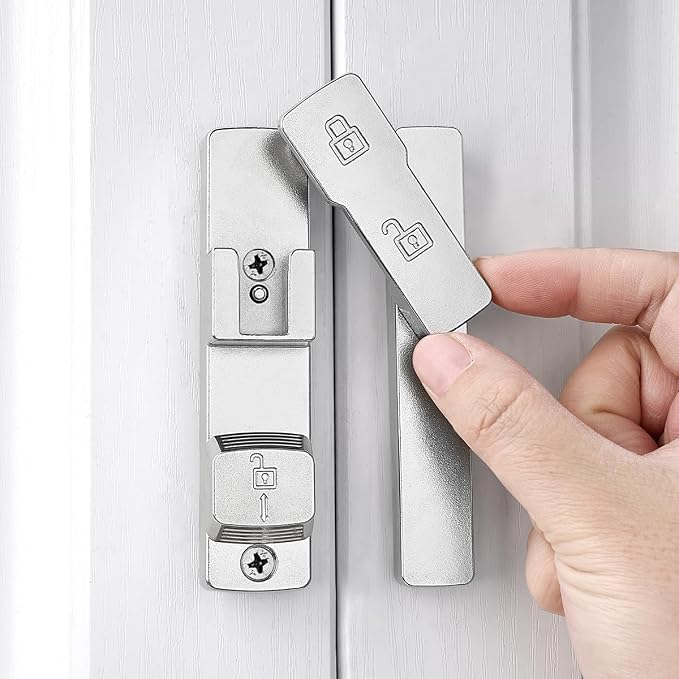 Silvery 180 Degree Barn Door Lock,Flip Gate Latches Hardware | Zinc Alloy Door Lock,Sliding Door Latches,for bedroom,drawer,pet enclosures,cabinet,garage,window by INIRET