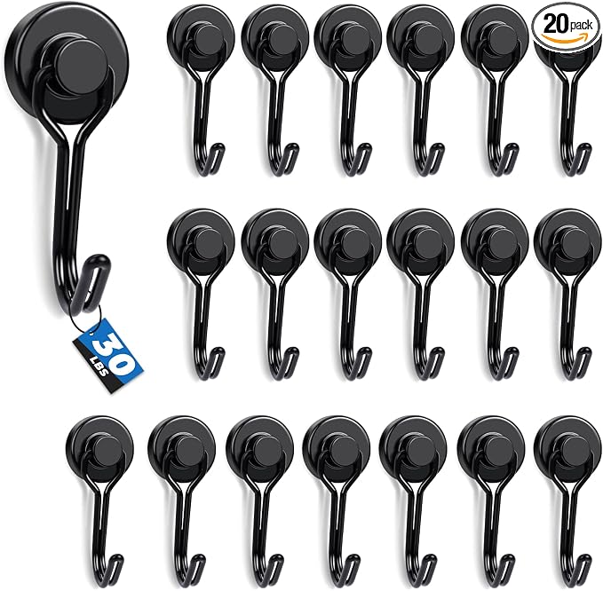 Swivel Swing Magnetic Hooks,20PCS 30lbs Refrigerator Magnet Hooks | Heavy Duty Strong Magnets Refrigerator Fridge Hanging for Classroom Beach Vacation Kitchen Grills Home by EBAVITE