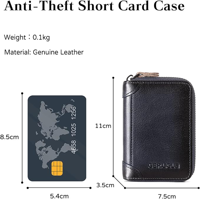 Card Bag Cowhide Wallet Men Coin Purse RFID Blocking Card Case Portable Card Holder Coin Bag Pouch with 12/20/30/45 Card Slots Blue B - Image 3