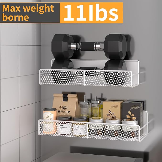 DTUQYX Magnetic Spice Rack for Refrigerator, 4 Pack 100% Metal Strong Magnet Fridge Shelves, Space Saving Spice Organizer, No Drilling Moveable Home Kitchen Laundry Room Storage Organization, White - Image 3