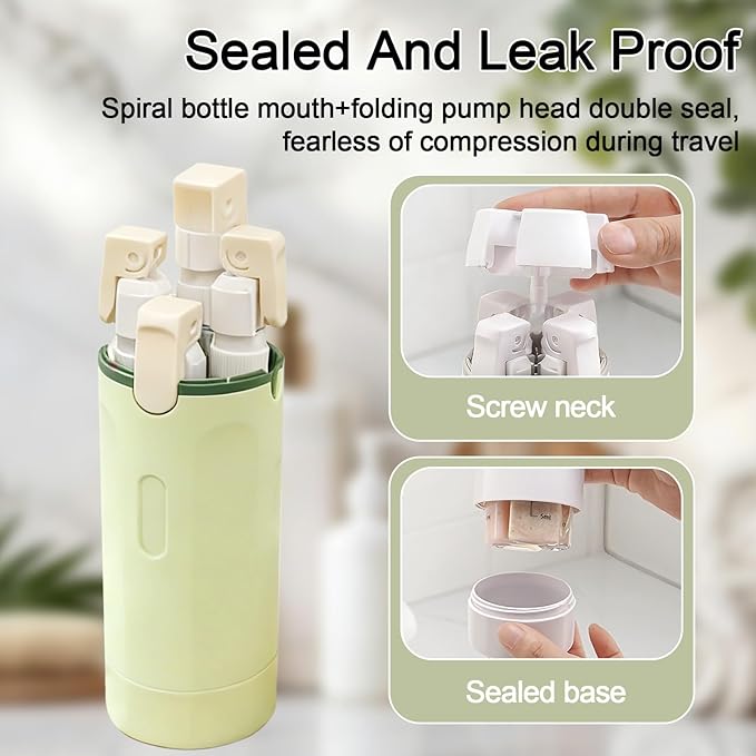4 in 1 Travel Dispenser Bottles Refillable | Travel Shampoo and Conditioner Bottles，No Spill Space Saving Compact,for Vacation Business Trip - Image 6