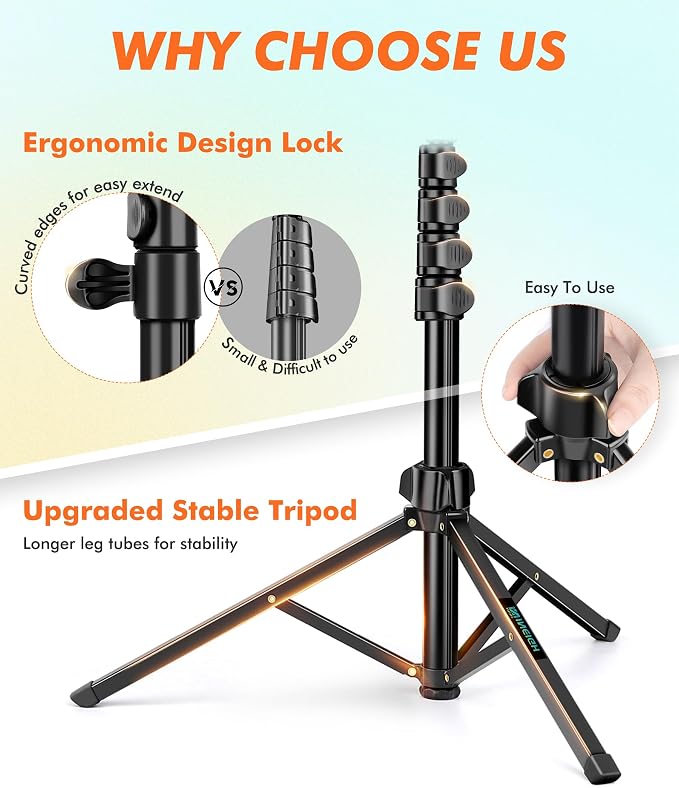 71" Tripod for iPhone, Phone Tripod Selfie Stick with Remote | Cell Phone Stand & Tall Travel Tripod for Recording Video Selfie Photo, Compatible with iPhone 17 16 15 14 Pro Max 13 Android - Image 4