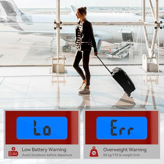 Luggage Scale, Dr.meter Luggage Weight Scale Backlight LCD Display PS02 110lb/50kg Electronic Balance Digital Postal Travel Accessories with Rubber Paint Handle Temperature Sensor, Red | 110lb/50kg Electronic Balance Digital Postal Travel Accessories w... - Image 3