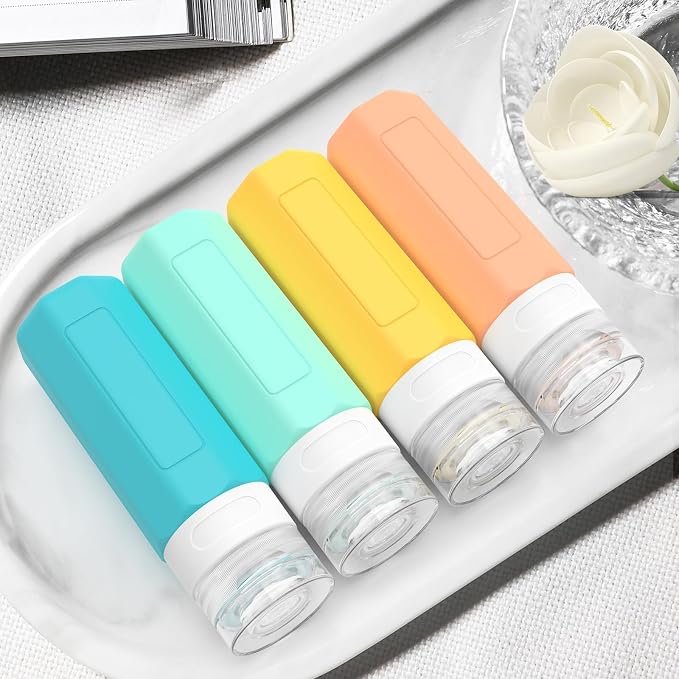 Redfly Travel Bottles for Toiletries, Tsa Approved 3oz Travel Size Containers, Leak Proof Travel Size Toiletries Bottles Silicone, BPA Free Refillable Shampoo Conditioners Essentials Kit, Colorful - Image 6