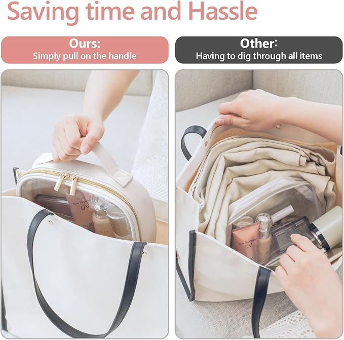 Clear Makeup Bag Foldable - TSA Approved Toiletry Bag for Travel | Metal Zipper, Reinforced Seam, Water Resistant, Medium for Carry-on, Large for Checked Luggage, for Car Storage Organizer - Image 7