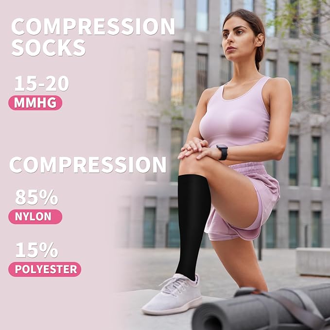 Sooverki Compression Socks for Women & Men 6 Pairs is Best Supportive Knee High Stockings for Circulation, Travel, Nurses - Image 2