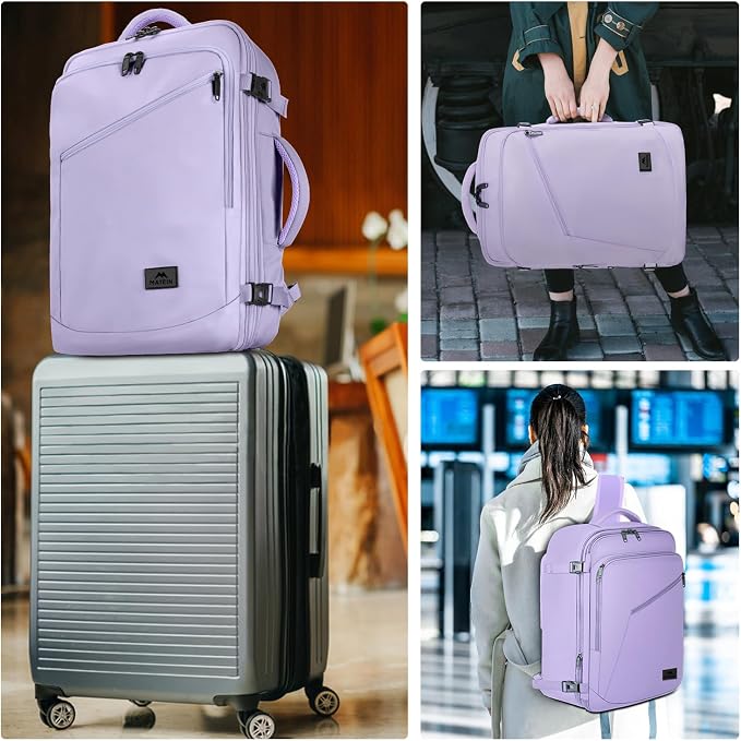 MATEIN Light Purple Carryon Backpack, 40L Airplane Approved Travel Backpack | Expandable Simple Fashion Daypack For Women, Personal Item bag, Frequent traveler Gifts, Heavy Duty - Image 9