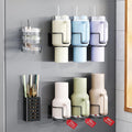 Magnetic Cup Holder for Fridge, Aufworld Tumbler Organizer Fits 20/30/40 oz Stanley Cups, Accessory Storage with Lid & Straw Holder, Space-Saving Storage Rack for Kitchen Fridge (Black-Cup Holder Set) by Unknown