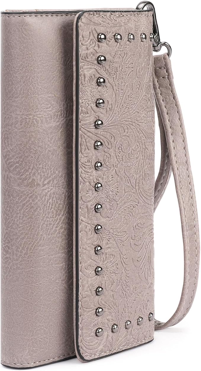 Wallets for Women Trifold Wristlet Wallets Large Capacity RFID Blocking Ladies Purse Credit Card Holder by FALANMULE