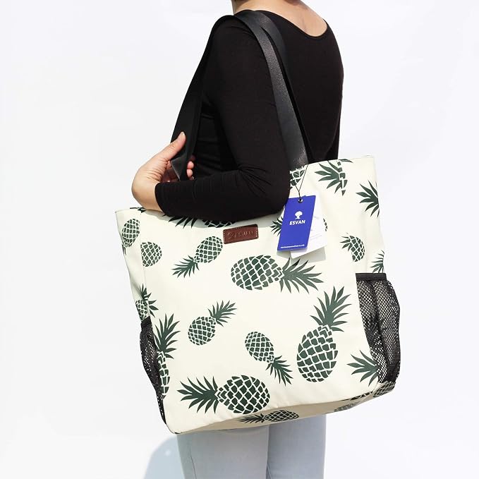 ESVAN Original Floral Water Resistant Large Tote Bag Shoulder Bag for Gym Beach Travel Daily Bags Upgraded - Image 2