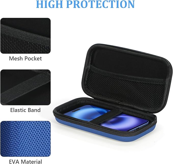 Small Carrying Bag for GPS Hard Drive, Portable EVA Protection Case | Mesh Inner Pocket, Universal Travel Pouch for External Battery, Cell Phone, USB Charging Cable, Zipper - Image 4