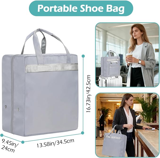 Shoe Bags for Travel, Travel Shoe Bags for Packing, Portable Storage Bag | Shoe Bags with Handle, Water-resistant, Ventilation Holes, Travel Luggage Shoe Bag for Women Men Holds 6 Pair of Shoes - Image 2