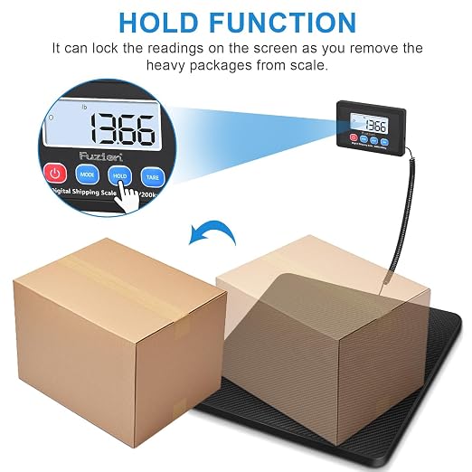 Fuzion Shipping Scale, 440LB x 10g High Accuracy Postal Scale, Hold & Tare | Carbon Fiber Platform, Digital Shipping Postal Scale for Packages, Luggage, Mailing, Postage, Battery & AC Adapter Included - Image 3