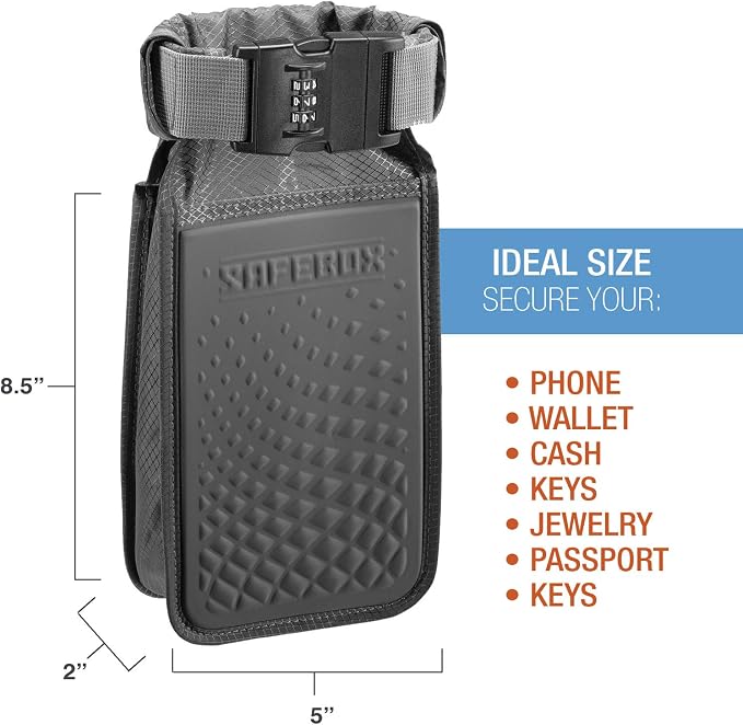 Lewis N. Clark Safebox Portable Safe with Anti Theft Combination Lock and Slash Resistant Material to Protect Wallet, iPhone and Valuables at the Beach, Pool, Camping + Hotel, Small - Image 3