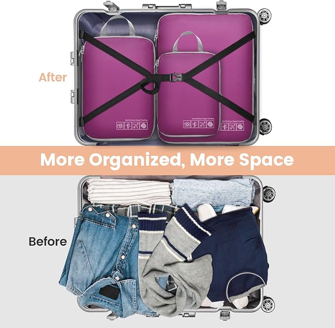 Cambond Compression Packing Cubes for Travel - Luggage Suitcase Organizer | Compression Zip Design for Space-saving, Expandable, Lightweight, Keep Clothes Sorted, Luggage Space Tidy, Carry on Pack Fast - Image 8