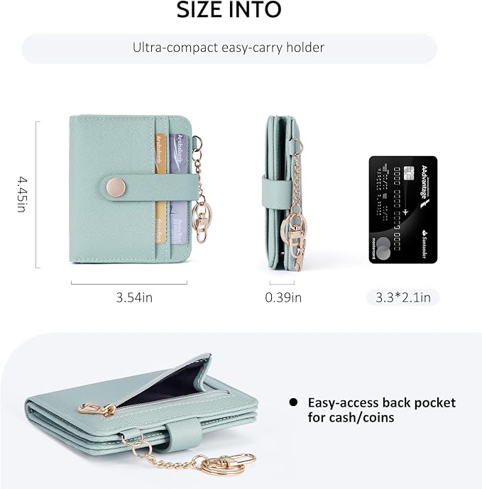 POIUGOYA Slim Wallet for Women,RFID Blocking Bifold Credit Card Holder with Zipper Coin Pocket,ID Window,Keychain - Image 4