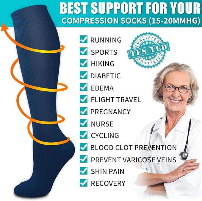 Copper Compression Socks for Women & Men (6 pairs) - Best Support for Nurses, Running, Hiking, Recovery - Image 5