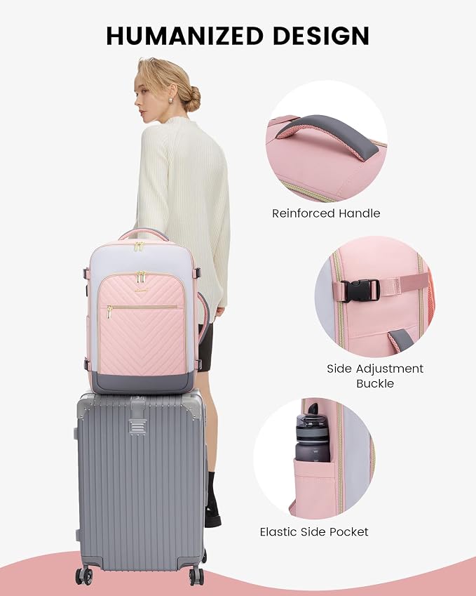 LOVEVOOK Large Travel Backpack for Women, TSA Carry on Backpack for Airplanes, 40L Personal Item Travel Bag for Women fits 17" Laptop,Waterproof Carry on Bag Airplane Approved with 3 Packing Cubes - Image 8