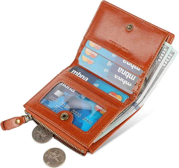 Ultra Thin Small Compact Leather Womens Girls Wallets RFID Blocking Credit Card Holder for Women - Image 2
