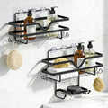 Adhesive Shower Caddy No Drilling Bathroom Organizers, 3 Pack | Self Adhesive Shelf Organizer Rack, Rustproof Shower Storage Rack with Soap Dish, Side Hooks, Large Capacity Bathroom Storage by Depecal