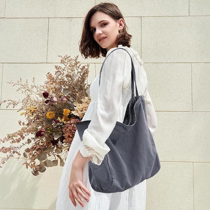 Canvas Tote Bag for Women Large Hobo Shoulder Bag for Work Travel Casual Message Bag Tote Purse handbags - Image 3