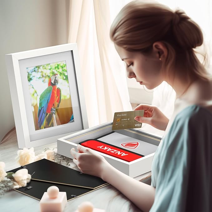 Photo Picture Frame Diversion Safe with Fireproof & Waterproof Money Bag, Valuable Storage, Home Security, Mini Box with Hidden Compartment to Shield your Money, Cash, White 5"x7" - Image 2