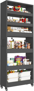 Slim Storage Cart, Lightweight 6 Tier Metal Rolling Utility Kitchen Cart on Wheels, Mobile Storage Shelving Unit Organizer for Bathroom Laundry Office Narrow Places (Black, 10" D) by Qiaoxuan