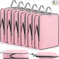 Hosuly 6 Pcs Large Ultralight Compression Packing Cubes for Travel 17.3 x 12.6'' XL Large Expandable Luggage Storage Organizers for Save Space Family Long Trips (Pink) by Hosuly