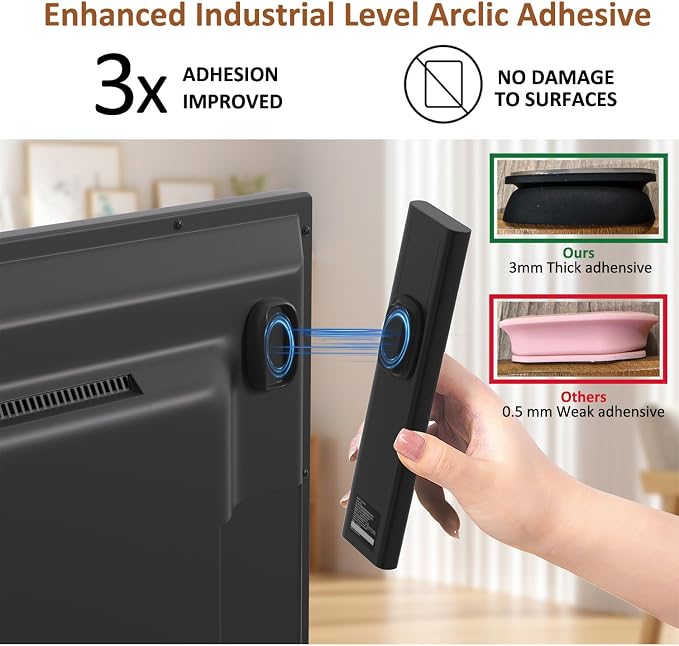 Tiizze 5 Pack Upgraded Magnetic Remote Control Holder Wall Mount - Enhanced N52 Magnets & Stronger Adhesive, No-Drill Remote Organizer for TV/Fan/AC Remotes - Image 3
