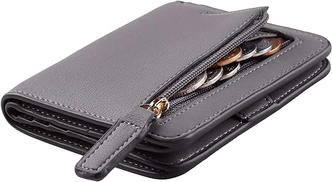 Toughergun Women’s Small Slim Leather Wallet with RFID Protection, Compact Bifold Mini Purse with Clear ID Window by Toughergun