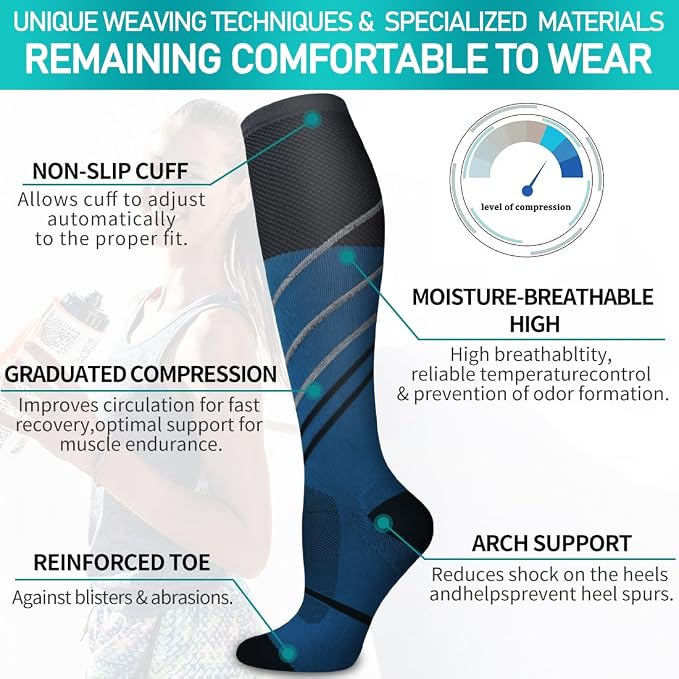 COOLOVER Copper Compression Socks for Women and Men(6 Pairs)-Best Support for Running, Athletic, Travel - Image 5