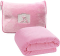 Travel Blanket and Pillow, Ultra-Soft, Compact & Lightweight, 60x50 in, Airplane Travel Essentials with Hand Luggage Sleeve and Backpack Clip, for Travel & Picnic (Pink) by Unknown