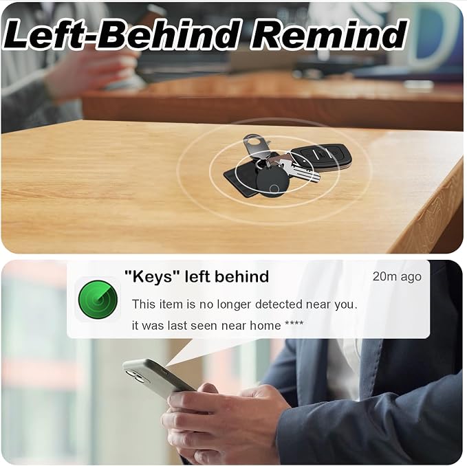 Key Finders, Luggage Tracker Tag Works with Find My (iOS only), Item Locator for Keys, Wallet, Suitcase,Bicycle and More, Replaceable Battery, IP67 Waterproof, Black, 1 PACK - Image 4