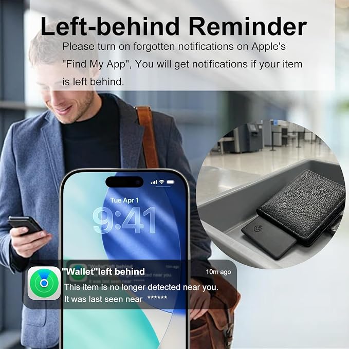 Wallet Tracker Card 2-in-1, Compatible with Apple Find My Only for iOS | Ultra-Slim 2mm Smart Key Finder Tag, Loud Alert Tracking Device for Travel, Luggage, Passport, Backpacks and Purses - Image 4