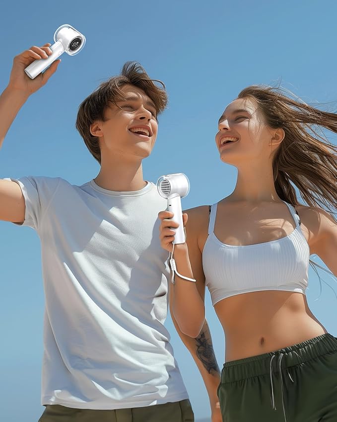 EasyAcc Handheld Turbo Fan with Built-in Battery, 5-Speed Strong Airflow, Up to 19H Runtime, 3-in-1 Personal Cooling Fan with Air Turbo Technology for Travel and Outdoor Work - Image 7