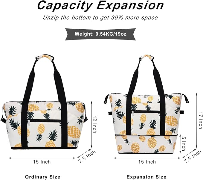 Expandable Duffel Bag for Women with Trolley Sleeve/Wet Pocket Weekender Travel Tote Large Carry On Overnight Luggage - Image 3