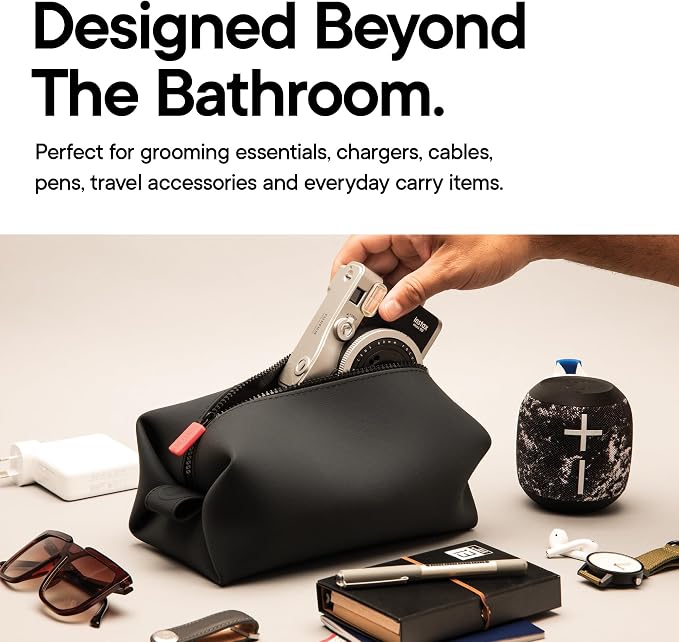 TOOLETRIES The Koby Dopp Kit Toiletry Bag – Original 10”x 6”x 6”, Charcoal | Compact silicone leak-resistant travel toiletry bag with a heavy-duty zipper that's easy to clean. - Image 6