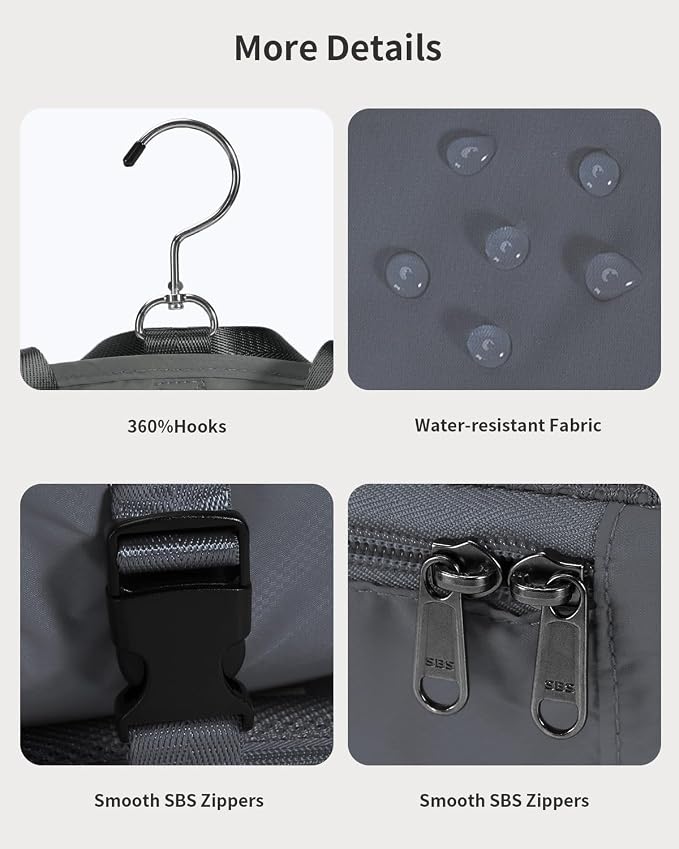 ECOHUB Hanging Travel Closet Portable Luggage Organizer Packing Bag,Grey - Image 5