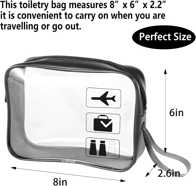 TSA Approved Toiletry Bag 3Pcs,Clear Travel Bags for Toiletries, | 3 Pack,Carry on Airport Airline Compliant Bag,Black - Image 6