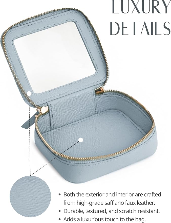 Clear Makeup Bag Travel Cosmetic Case Transparent Toiletry Bag with Zipper, Portable Make Up Organizer Traveling Compact Car Bag for Essentials, Light Blue, Mini - Image 3