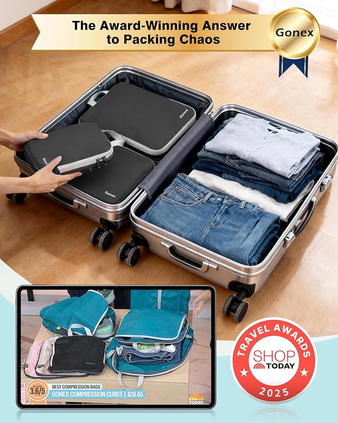 Gonex Compression Packing Cubes, 4-Piece Expandable Travel Organizers | Double-Zip Compression, Space-Saving Design, Ripstop Fabric, Carry-On & Backpack Friendly, Family & Business Travel - Image 2