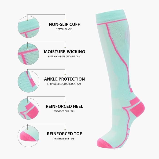 hello momoya Compression Socks for Women Men Circulation Knee High 8 Pairs for Nurses, Running, Travel, Athletic - Image 5