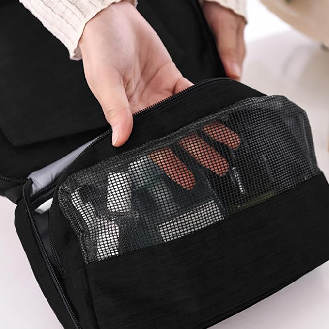 Travel toilet bag is used to store toiletries, Suitable for short-term travel use hanging toilet bag (Black) - Image 5