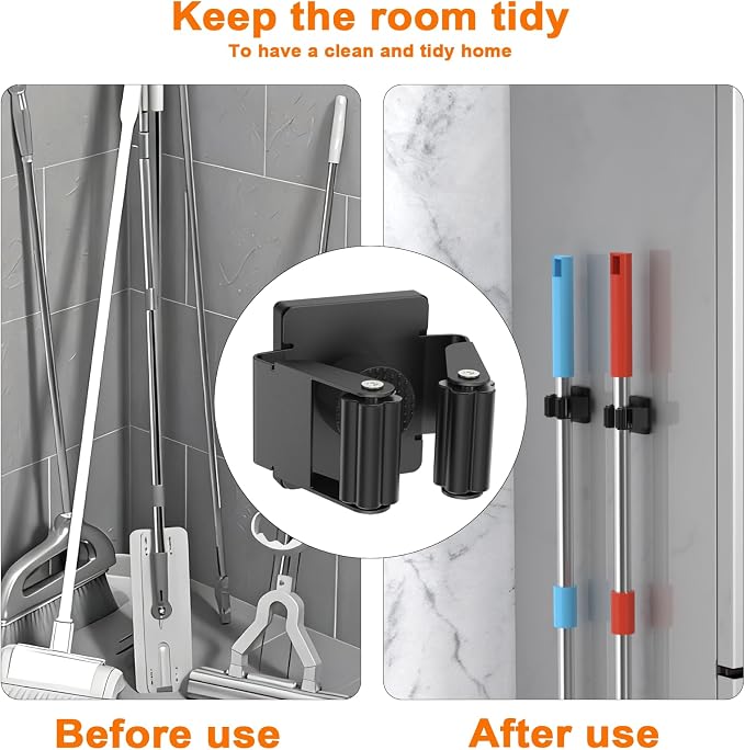 Strong Magnetic Mop Broom Holder, 4 Pack | Heavy Duty Magnetic Mop Hanger, For Refrigerators,Laundry Room Garage Kitchen Workshops - Image 6