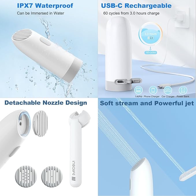 Portable Bidet | High Pressure Travel Bidets with Adapter | Rechargeable Portable Electric Bidets for Men & Women Cleaning | Portable Bidet for Travel - Image 6