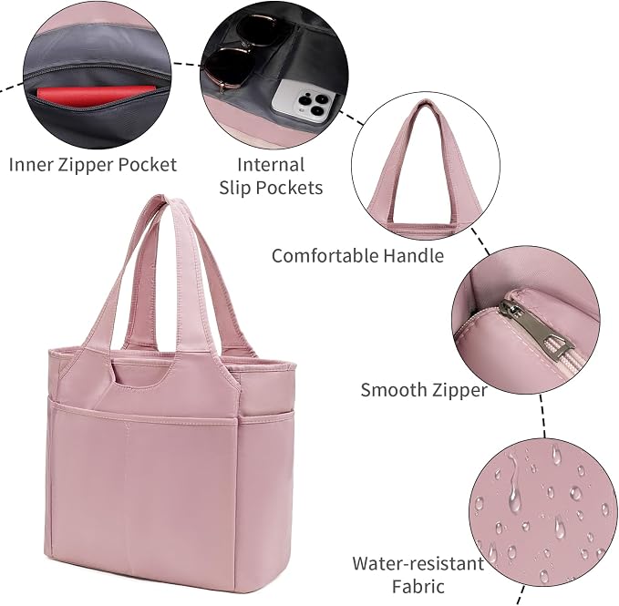 Corduroy Tote Bag for Women Crossbody Bags Lightweight Handbags Shoulder Bag with Zipper Pockets for Work Shopping - Image 7